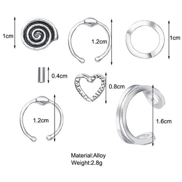 7Pcs Fashion Silver Color Heart Stud Earrings Bohemian Spiral Geometric Earrings for Women 2022 Trendy Elegant Jewelry daiiibabyyy